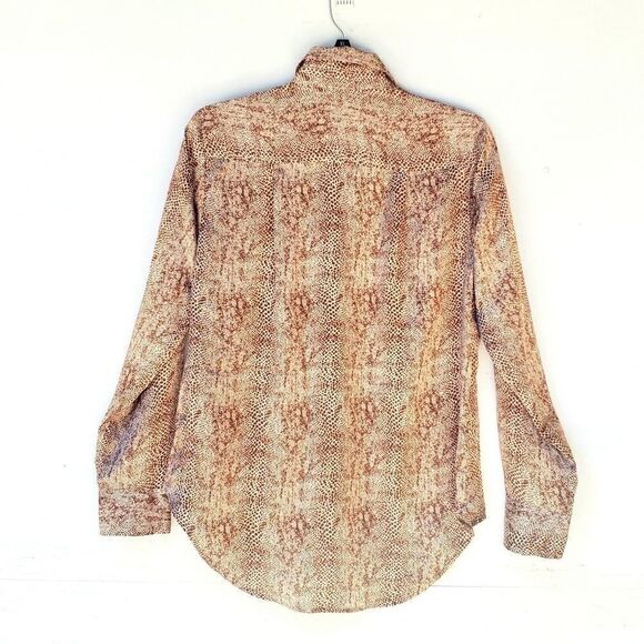 Women's New Satin Top - Snake Print  Button Front Blouse S - Picture 6 of 7